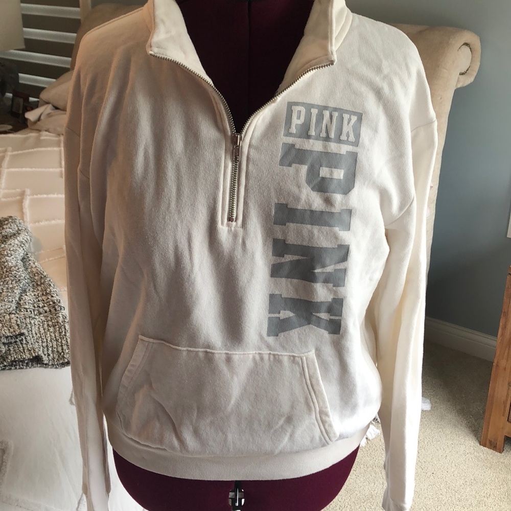 VS PINK white half zip